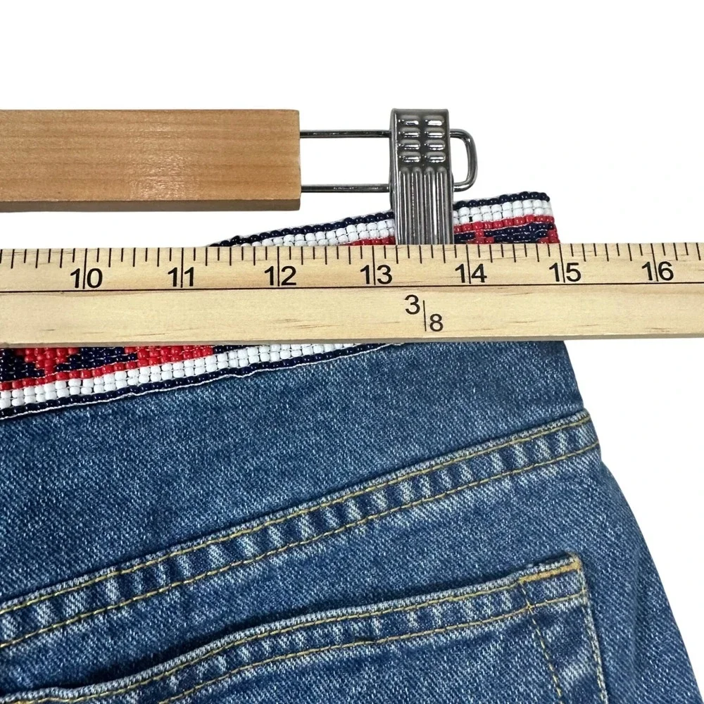 Vintage Tommy Hilfiger Beaded Waistband Denim Shorts Womens‎ 8 Medium Wash 1999